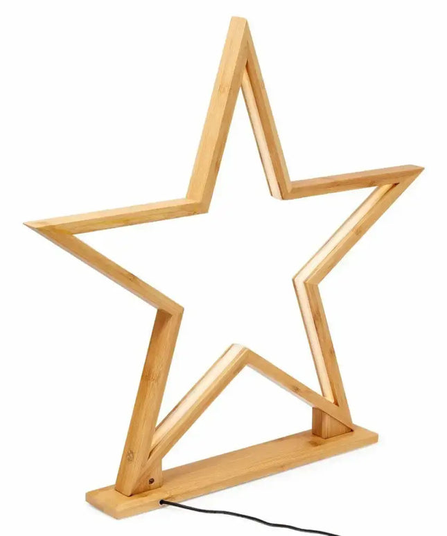 52cm Bamboo Star LED Table Desk Lamp Light Modern Designer - Natural - Home & Garden > Lighting