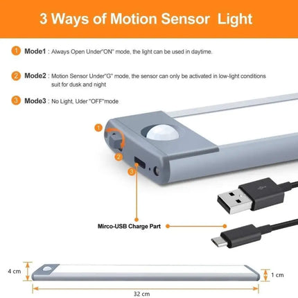 54 LED Rechargeable Under Cabinet Night Lighting for Kitchen and Bedroom (Silver and Yellow Light)-Home & Garden > Lighting-Dropli