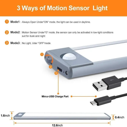 54 LED Rechargeable Under Cabinet Night Lighting for Kitchen and Bedroom (Sliver and White Light)-Home & Garden > Lighting-Dropli