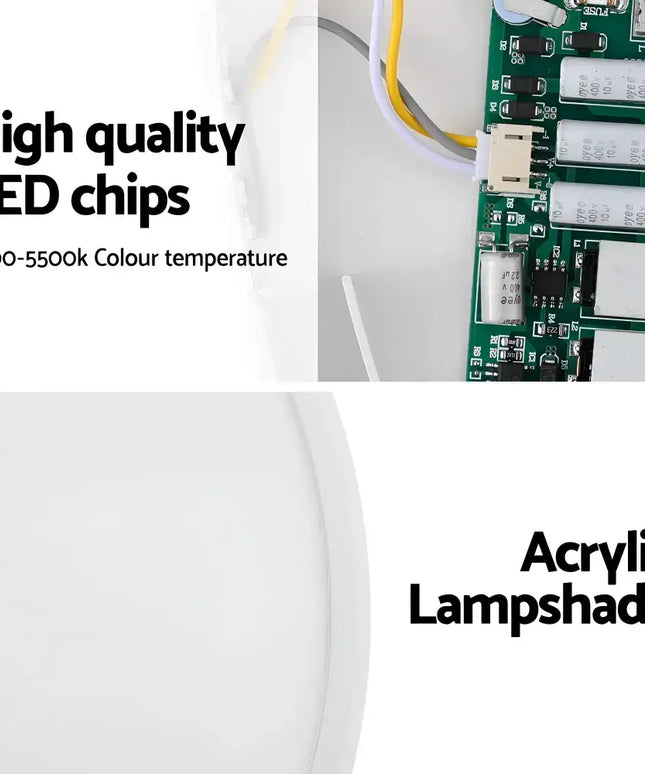 LED ceiling light components from the 54W Tri Colour Ultra-THIN LED Oyster Lamp 60cm