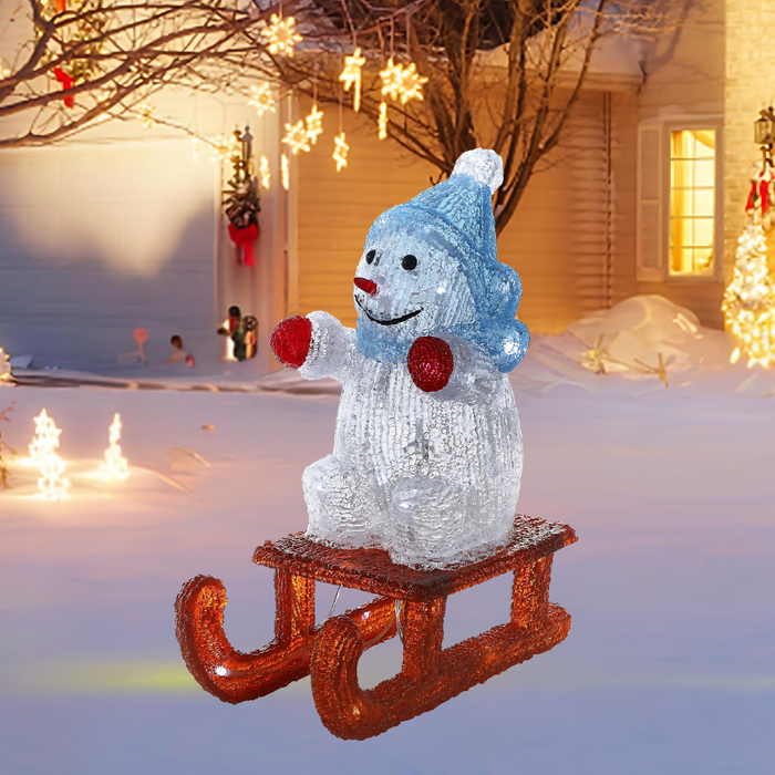 Acrylic Snowman On Sleigh