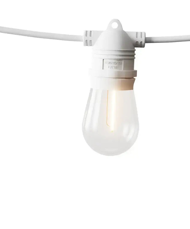 White string light with clear bulbs from the 59m White Festoon String Lights with 60 Bulb Plug in Kit