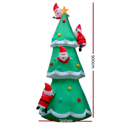 5M Christmas Inflatable Santa on Christmas Tree Xmas Decor LED-Occasions > Lights-Dropli