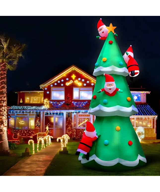 5M Christmas Inflatable Santa on Christmas Tree Xmas Decor LED-Occasions > Lights-Dropli