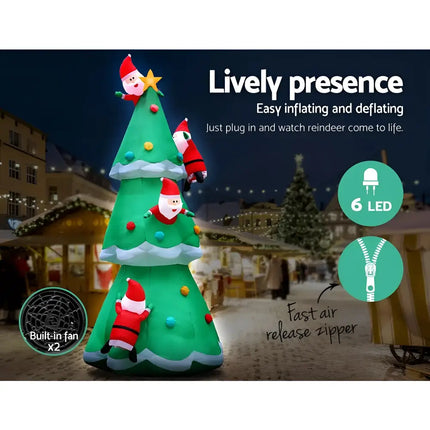 5M Christmas Inflatable Santa on Christmas Tree Xmas Decor LED-Occasions > Lights-Dropli