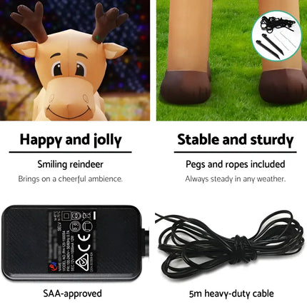 Inflatable reindeer with features and accessories from 5M Gigantic Christmas Inflatable Reindeer Decorations