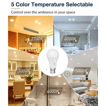 6 Pack 9W 810lm B22 5-CCT Dimmable LED Globe - Home & Garden > Lighting > Light Bulbs