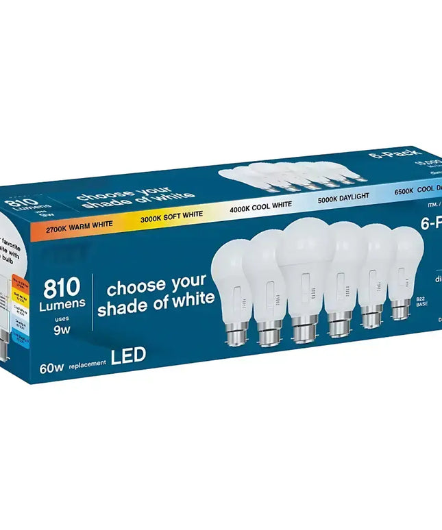 6 Pack 9W 810lm B22 5-CCT Dimmable LED Globe - Home & Garden > Lighting > Light Bulbs