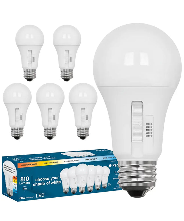 6 Pack 9W 810lm E27 5-CCT Dimmable LED Globe - Home & Garden > Lighting > Light Bulbs