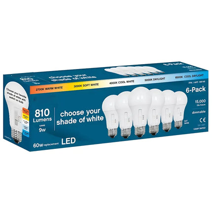 6 Pack 9W 810lm E27 5-CCT Dimmable LED Globe - Home & Garden > Lighting > Light Bulbs