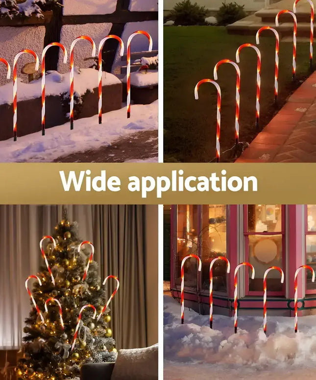 Illuminated candy cane decorations from 6 PCS Solar LED Christmas Lights Path Ground Light Garden Decorations