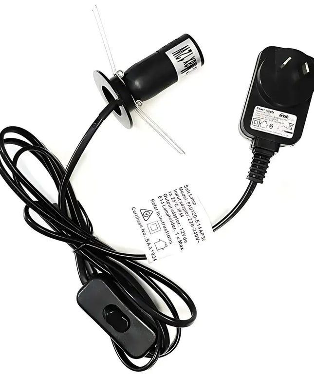 Himalayan sphere salt lamp glowing WITH 12V LEAD