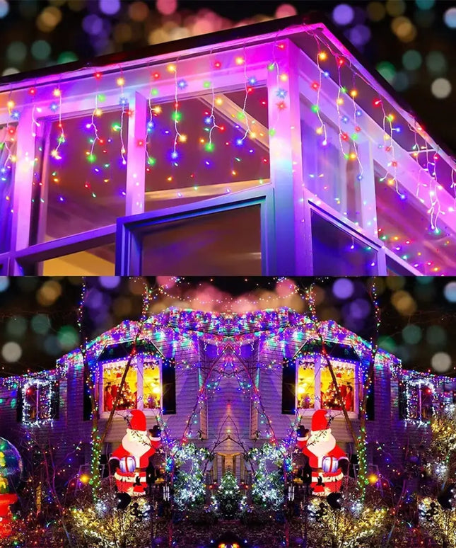 Festive Christmas lights displayed on 600 Low Voltage LED Bluetooth Speaker and Control Fairy Lights Christmas Decoration Multicolor