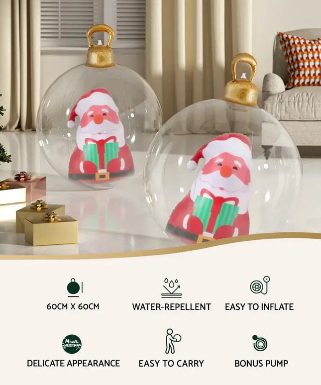 60cm Christmas Giant Bauble Inflatable Santa Decoration Clear - Occasions > Christmas > Christmas Decorations