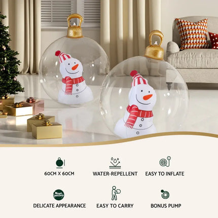 60cm Christmas Giant Bauble Inflatable Snowman Decoration - Occasions > Christmas > Christmas Decorations