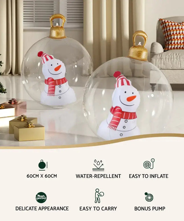 60cm Christmas Giant Bauble Inflatable Snowman Decoration - Occasions > Christmas > Christmas Decorations