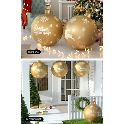 Gold Christmas ornament balls for outdoor decorating on a 60cm inflatable bauble