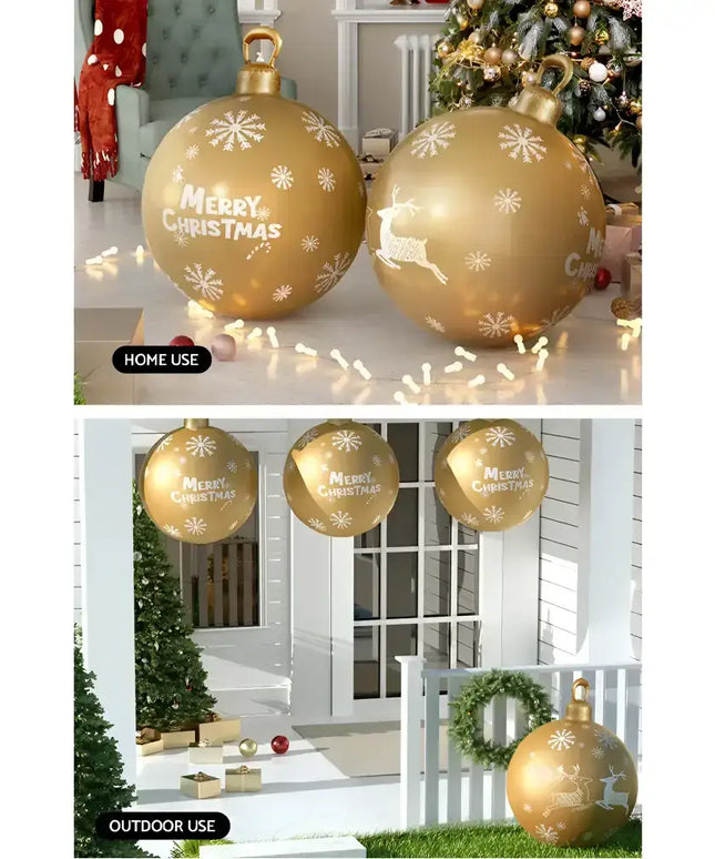 Gold Christmas ornament balls for outdoor decorating on a 60cm inflatable bauble