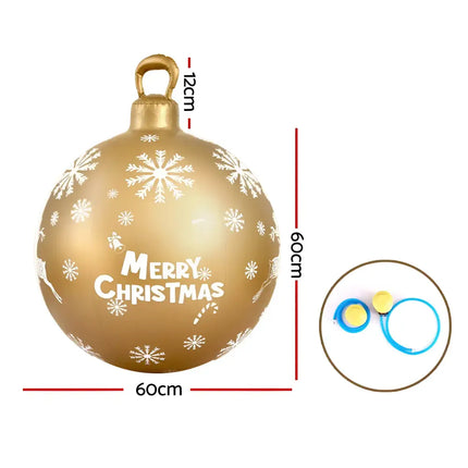 Gold Christmas ornament with snowflakes for 60cm Christmas Inflatable Ball Bauble Outdoor Decoration Gold