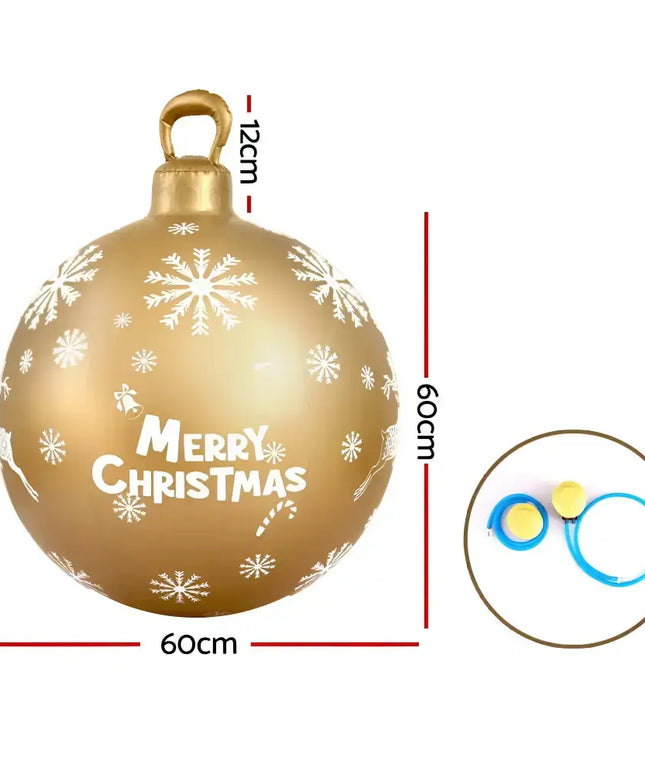Gold Christmas ornament with snowflakes for 60cm Christmas Inflatable Ball Bauble Outdoor Decoration Gold