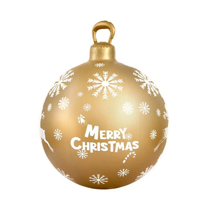 Gold Christmas ornament with snowflake and candy cane designs, 60cm inflatable outdoor decoration