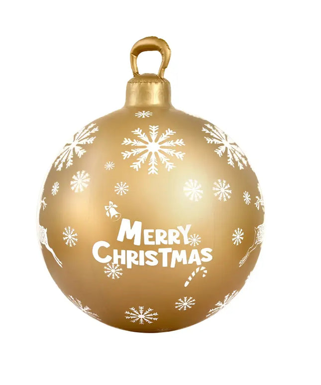 Gold Christmas ornament with snowflake and candy cane designs, 60cm inflatable outdoor decoration