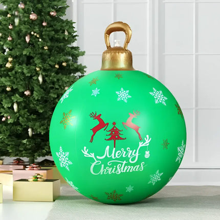 Green Christmas ornament balloon for outdoor decoration, 60cm inflatable bauble