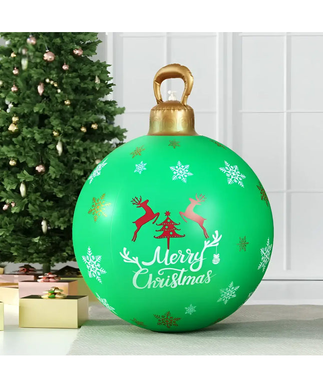 Green Christmas ornament balloon for outdoor decoration, 60cm inflatable bauble