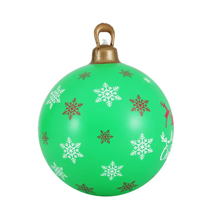 Green Christmas ornament with snowflakes, suitable for outdoor decoration, 60cm inflatable ball