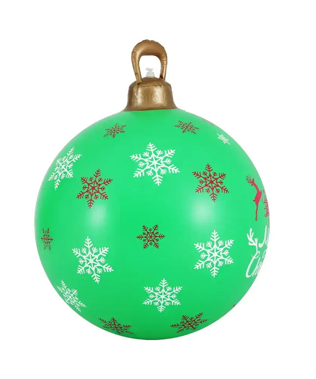 Green Christmas ornament with snowflakes, suitable for outdoor decoration, 60cm inflatable ball