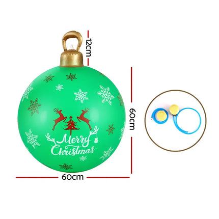 Green Christmas ornament with a gold top, ideal for outdoor decoration