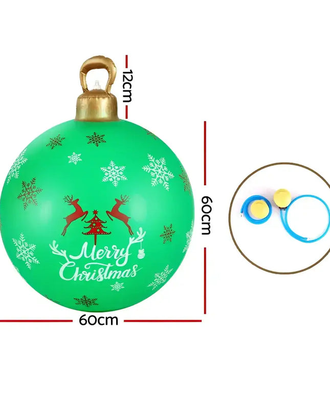 Green Christmas ornament with a gold top, ideal for outdoor decoration