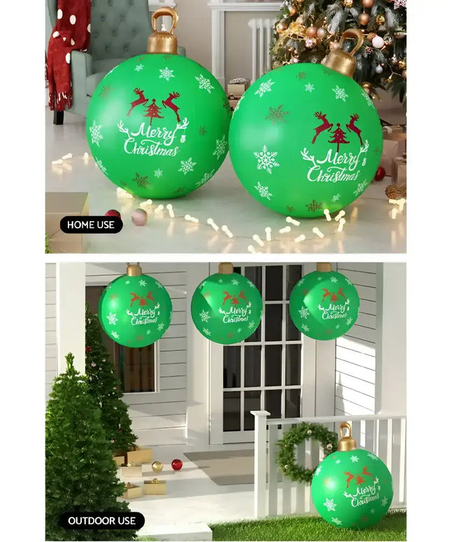 Green Christmas ornament balloons for outdoor decoration with 60cm Inflatable Ball Bauble