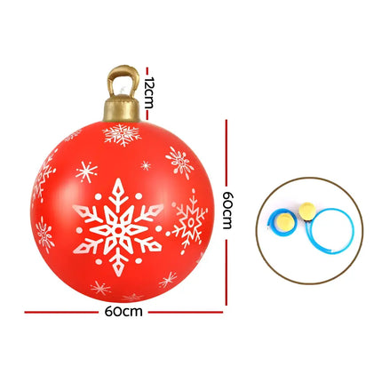 Red Christmas ornament with snowflake design for 60cm Christmas Inflatable Ball Bauble outdoor decoration