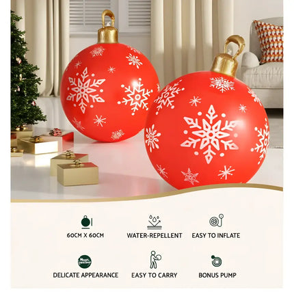 Red 60cm Christmas Inflatable Ball Bauble Outdoor Decoration for festive holiday decor