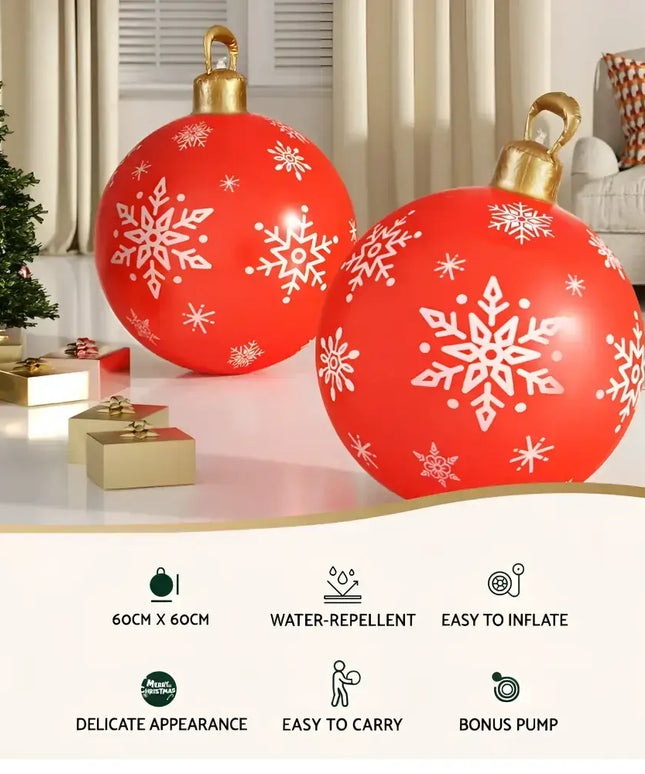 Red 60cm Christmas Inflatable Ball Bauble Outdoor Decoration for festive holiday decor