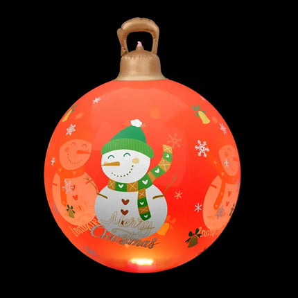 Illuminated red Christmas ornament with snowman on 60cm Christmas Inflatable Ball Decor