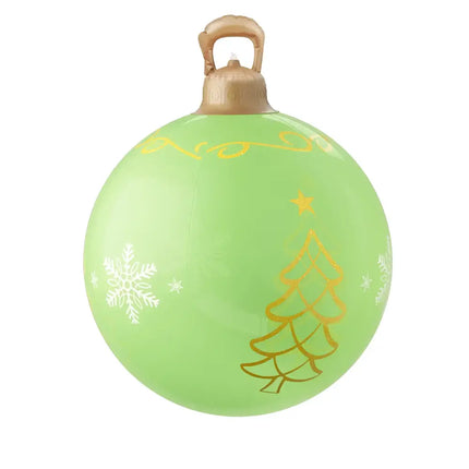 Green inflatable Christmas ornament displayed on a 60cm Christmas Inflatable Ball LED illuminated decoration