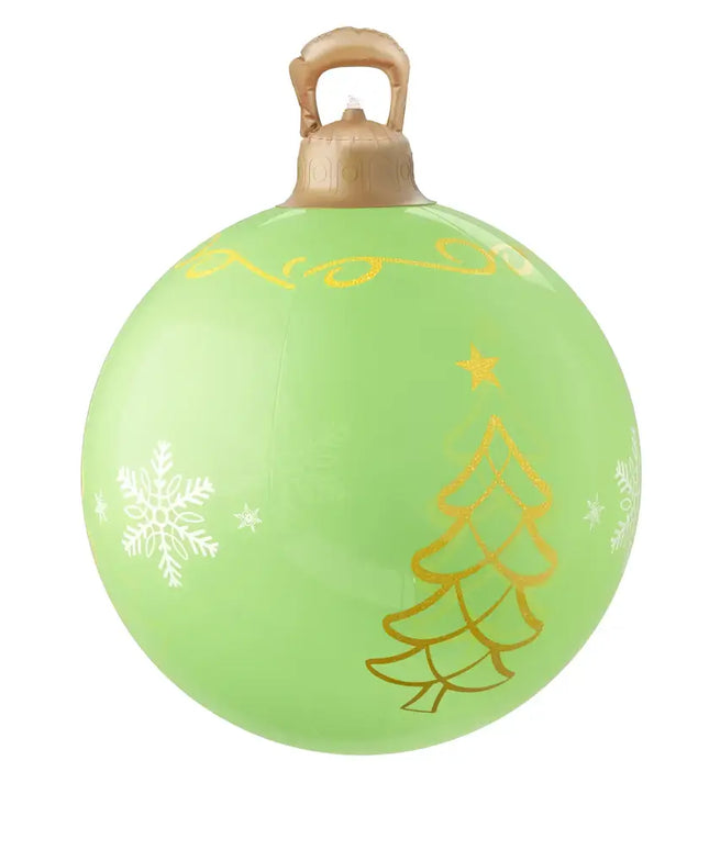 Green inflatable Christmas ornament displayed on a 60cm Christmas Inflatable Ball LED illuminated decoration
