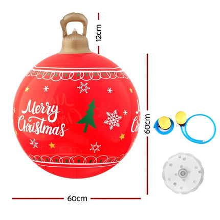 Red Christmas ornament with gold top for 60cm Inflatable Ball LED Illuminated Decoration