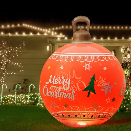 Inflatable Christmas ornament displayed in 60cm Red LED Illuminated Christmas Ball Decoration