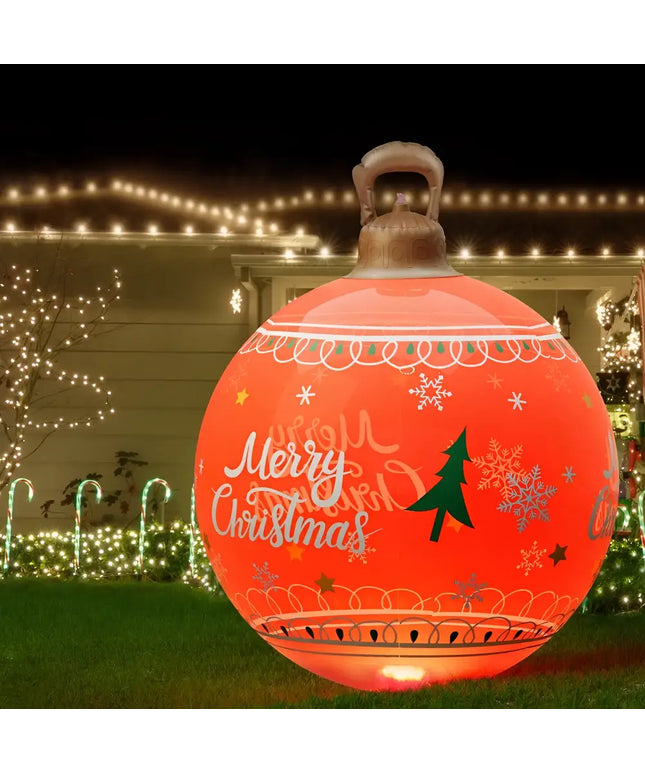 Inflatable Christmas ornament displayed in 60cm Red LED Illuminated Christmas Ball Decoration