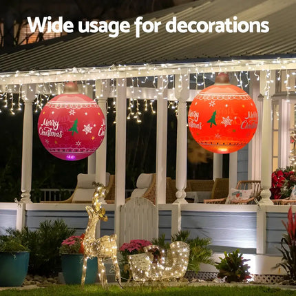 Illuminated Christmas ornament decorations on a 60cm Red Inflatable Ball LED Christmas decoration
