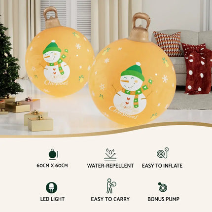 60cm Christmas Inflatable Ball Led Illuminated Snowman Xmas Decor - Occasions > Christmas > Christmas Decorations