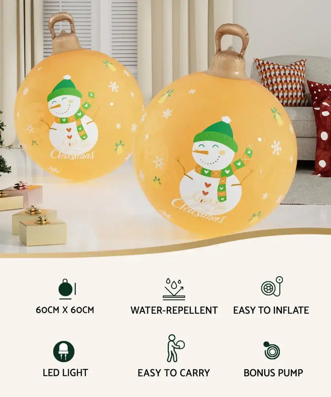 60cm Christmas Inflatable Ball Led Illuminated Snowman Xmas Decor - Occasions > Christmas > Christmas Decorations