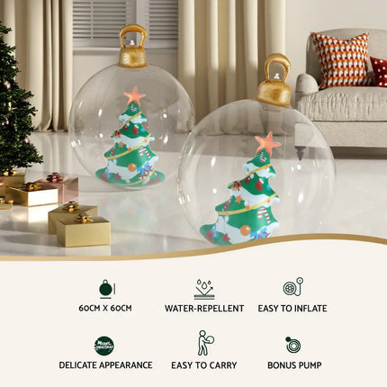 60cm Christmas Inflatable Ball Tree Decoration Giant Bauble Clear - Occasions > Christmas > Christmas Decorations