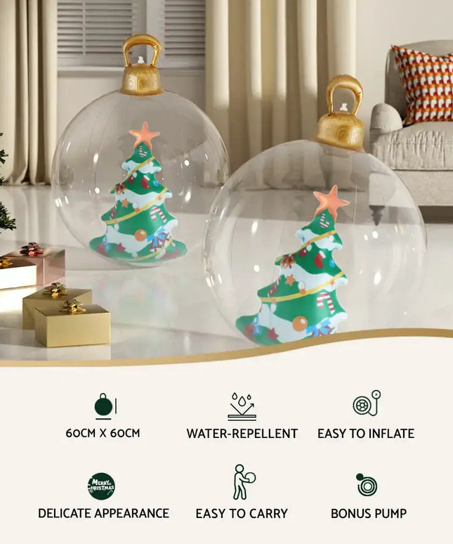 60cm Christmas Inflatable Ball Tree Decoration Giant Bauble Clear - Occasions > Christmas > Christmas Decorations