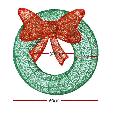 Green and red Christmas wreath on 60cm Green LED Motif Solar Wreath Christmas Decorations