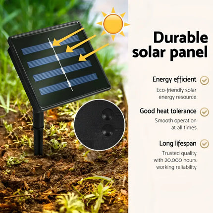 Durable solar panel with high energy efficiency heat tolerance and long lifespan on 60cm Green LED Motif Solar Wreath Christmas Decorations