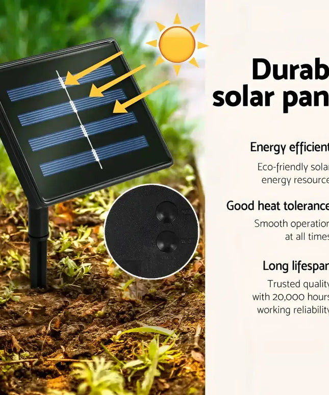 Durable solar panel with high energy efficiency heat tolerance and long lifespan on 60cm Green LED Motif Solar Wreath Christmas Decorations